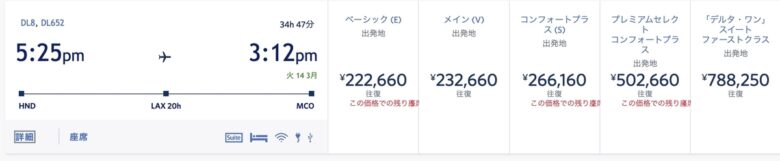 トランジット先のロサンゼルスで1泊コースのフライト